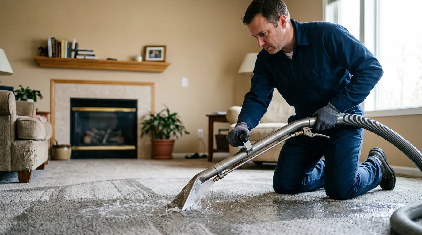 Water damage restoration technician working near Paron, AR
